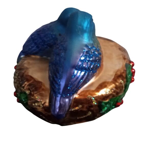 Old World Christmas OWC Bluebirds Nest Holly Christmas Ornament Clip-on - Picture 6 of 10